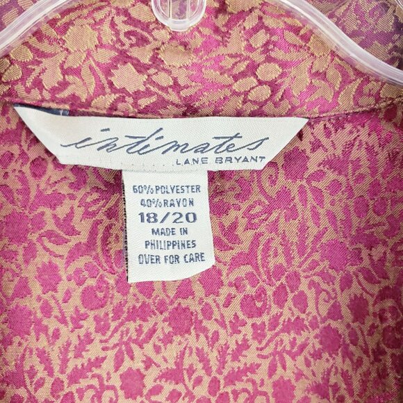Vintage Lane Bryant Intimates Floral Jacquard Pajama Top 18/20 Plus Size Button - Picture 3 of 7